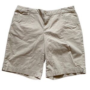 French Cuff Tan Cotton Relaxed Fit Oversized Mid Rise Cargo Shorts Size 10
